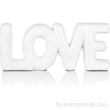 نامه های عاشقانه سفید مجسمه رزین بزرگ عشق